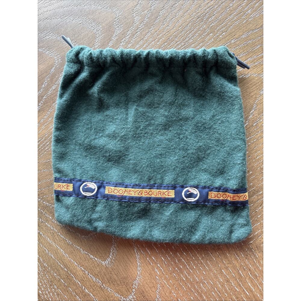 Dooney & Bourke Forest Green Flannel Drawstring Dust Bag Small Accessory Pouch